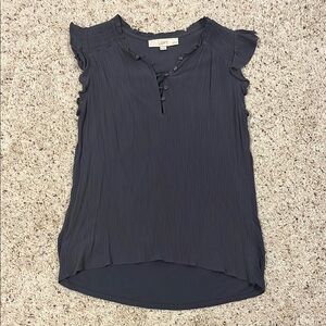 LOFT Blue Ruffled Cap Sleeve Blouse